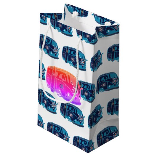 Hippie Van Custom Gift Bag - Klein, Glossy Klein Cadeauzakje (Achterkant Gekanteld)