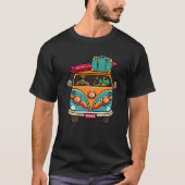  Hippie Van Flower Bus Aliens Vredesbord T-shirt (Voorkant)