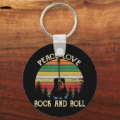 Hippie Van Flower Bus Peace Love Sleutelhanger (Voorkant)