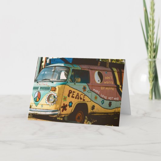 HIPPIE VAN FUNNY GROET VERJAARDAG WENSKAART BEDANKKAART (Voorkant)