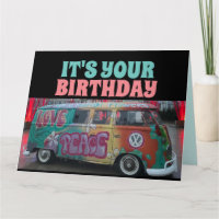  HIPPIE VAN GRAPPIGE GROET VERJAARDAG KAART