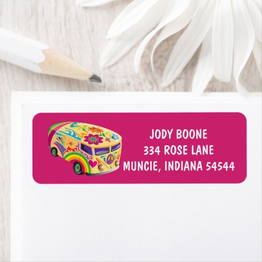 HIPPIE VAN GROOVY ROZE Retouradreslabel Etiket (Insitu)