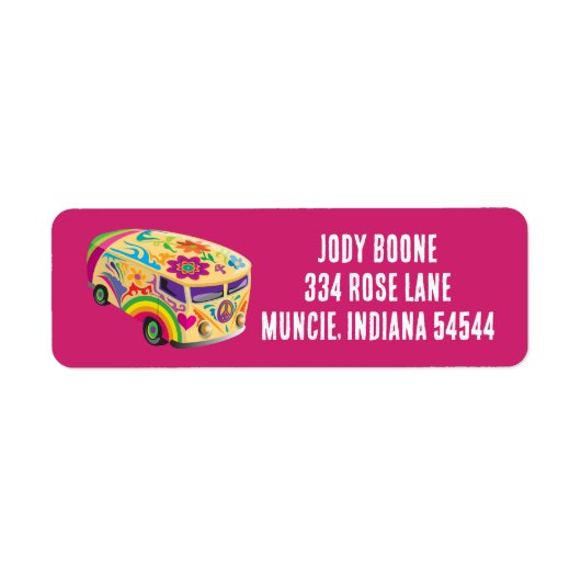 HIPPIE VAN GROOVY ROZE Retouradreslabel Etiket (Voorkant)