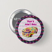 hippie van how i roll ronde button 5,7 cm (Voorkant /achterkant)