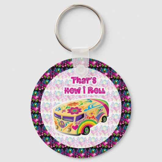 hippie van how i roll sleutelhanger (Voorkant)