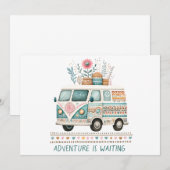 Hippie- Van mit Blumen- personalisierbare Kaart (Voorkant / Achterkant)