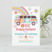 Hippie Van One Happy Camper First Dag Kaart (Staand voorkant)