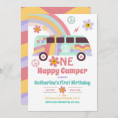 Hippie Van One Happy Camper First Dag Kaart (Voorkant / Achterkant)