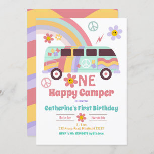 Hippie Van One Happy Camper First Dag Kaart