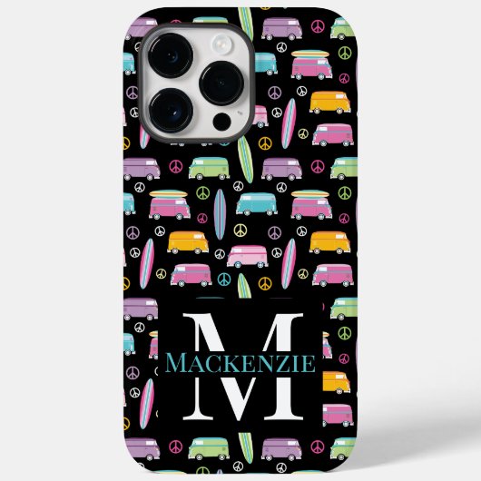 Hippie Van Peace Sign Trippy Monogram Case-Mate iPhone Case (Achterkant)