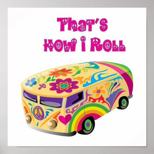hippie van retro hoe ik rol poster (Voorkant)