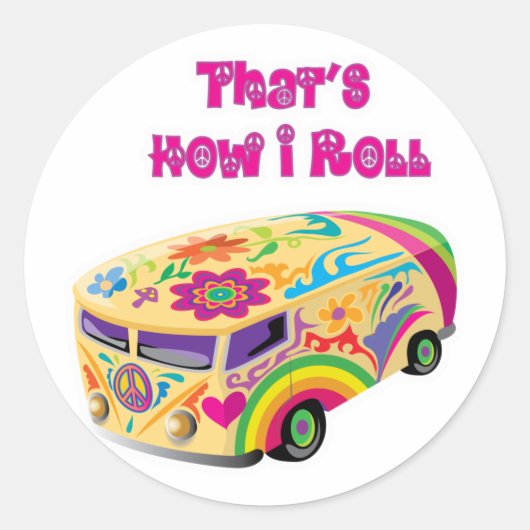 hippie van retro hoe ik rol ronde sticker (Voorkant)