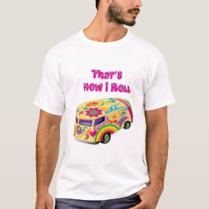 hippie van retro hoe ik rol t-shirt