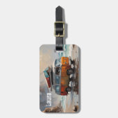 Hippie Van Seascape Traveler Mood Art Bagagelabel (Voorkant verticaal)
