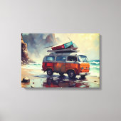 Hippie Van Seascape Traveler Mood Art Canvas Afdruk (Voorkant)