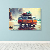 Hippie Van Seascape Traveler Mood Art Canvas Afdruk (Insitu (Houten vloer))
