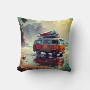 Hippie Van Seascape Traveler Mood Art Kussen