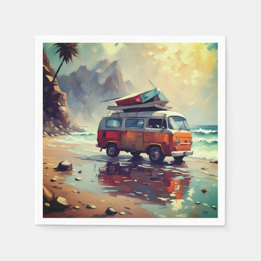 Hippie Van Seascape Traveler Mood Art Servet (Voorkant)