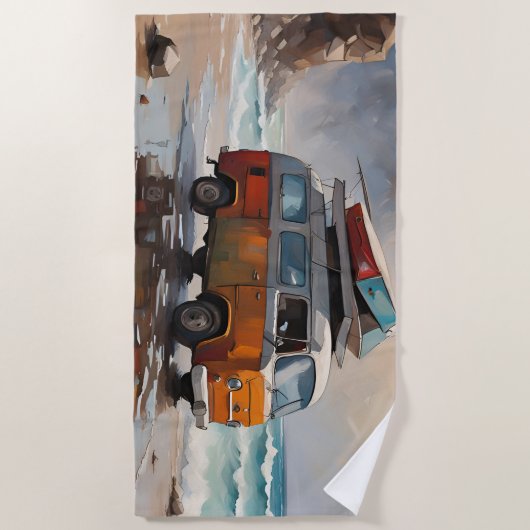 Hippie Van Seascape Traveler Mood Art Strandlaken (Voorkant)