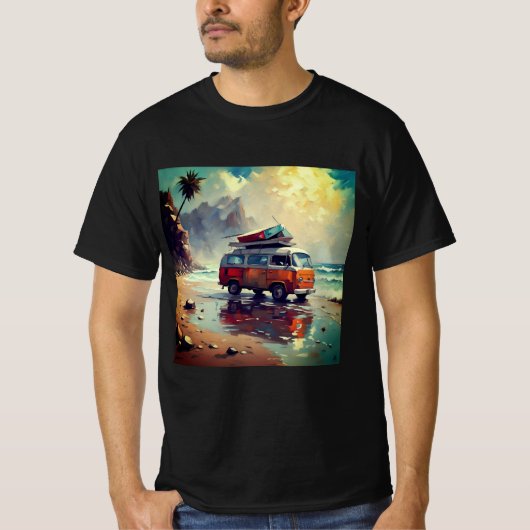 Hippie Van Seascape Traveler Mood Art T-shirt (Voorkant)