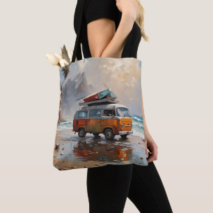 Hippie Van Seascape Traveler Mood Art Tote Bag