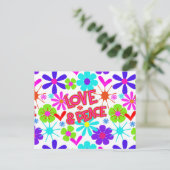 Hippie-ventilatorkracht voor liefde en vrede briefkaart (Staand voorkant)