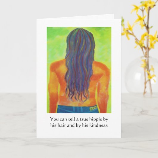 Hippie Verjaardag Kaart (Gele Bloem)