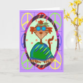 Hippie Verlate Verjaardag Kaart (Gele Bloem)