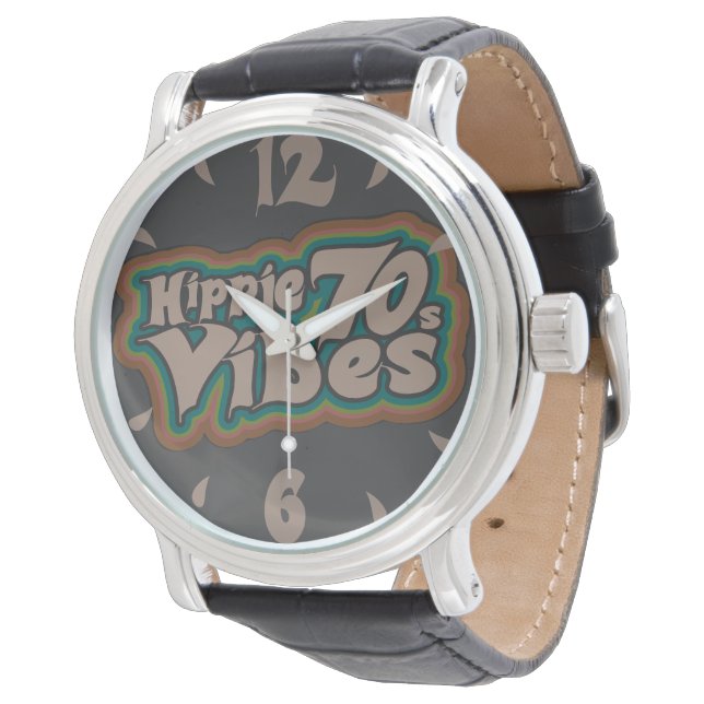 Hippie Vibes 70s zevenenzeventig  retro Clock Horloge (Gekanteld)