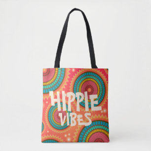 Hippie Vibes retro kleuren 60s Tote Bag