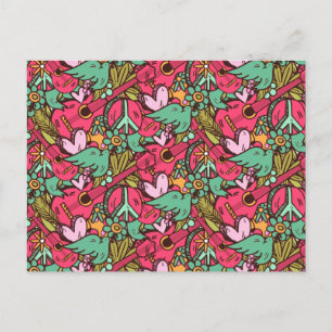 Hippie vogels en vredessignalen briefkaart