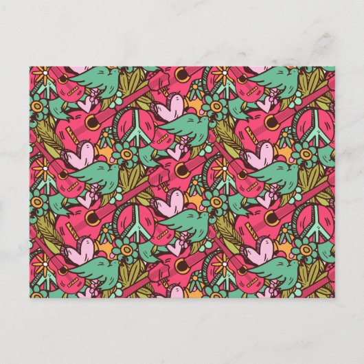 Hippie vogels en vredessignalen briefkaart (Voorkant)