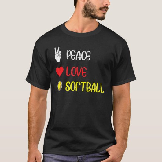 Hippie Vrede Teken Softbal Softbal Speler Softbal T-shirt (Voorkant)