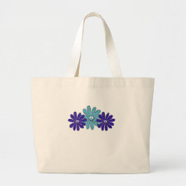 Hippie Vredesbord Bloemkracht Aqua Paarse Grote Tote Bag