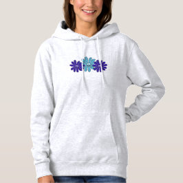 Hippie Vredesbord Bloemkracht Aqua Paarse Hoodie