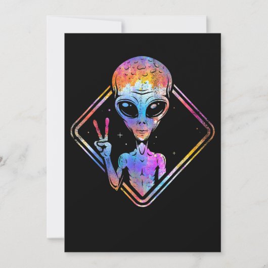 Hippie Vredesbord Buitenruimte Gift Alien Kaart (Voorkant)