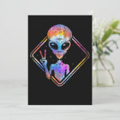 Hippie Vredesbord Buitenruimte Gift Alien Kaart (Staand voorkant)