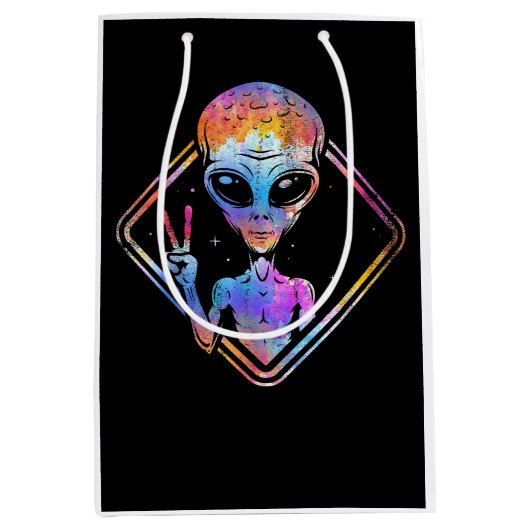 Hippie Vredesbord Buitenruimte Gift Alien Medium Cadeauzakje (Voorkant)