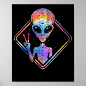 Hippie Vredesbord Buitenruimte Gift Alien Poster (Voorkant)