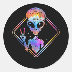 Hippie Vredesbord Buitenruimte Gift Alien Ronde Sticker