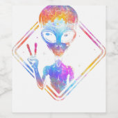 Hippie Vredesbord Buitenruimte Gift Alien Wijn Etiket (Enkel label)