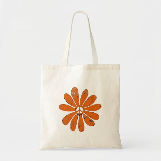 Hippie-vredesbordblok — Oranje vervormd uitzicht Tote Bag (Voorkant)