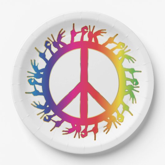 Hippie Vredessymbool Sixties Bord Feestborden (Voorkant)