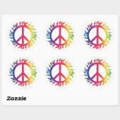 Hippie Vredessymbool Zestiger Jaren Bord Feest Sti Ronde Sticker (Vel)