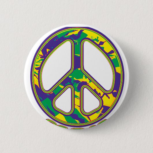 Hippie Vredesteken 60s 70s Ronde Button 5,7 Cm (Voorkant)
