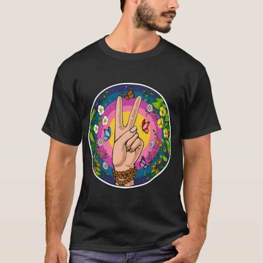 Hippie Vredesteken T-shirt (Voorkant)