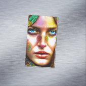 Hippie Vrouwen Portret Grafisch Magnetisch Visitekaartje (Voorbeeld)