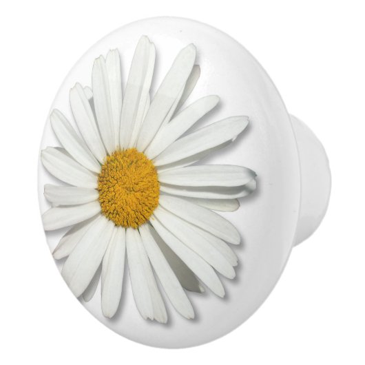 Hippie White Daisy Flower Blossom - Trendy Mode Keramische Knop (Rechts)