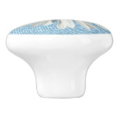 Hippie Wit Daisy Bloesem Bord Blauw Denim Keramische Knop (Zijkant)