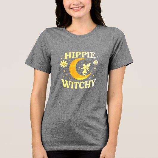 Hippie Witchy Moon & Fairy Unisex Tri-Blend Shirt (Voorkant)